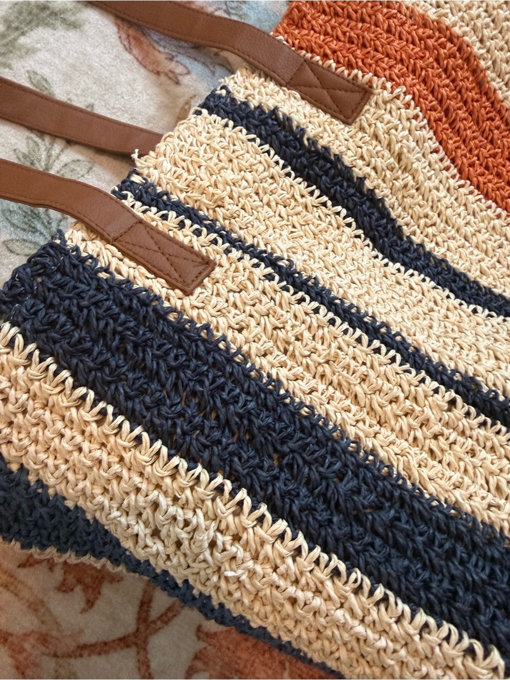 Rays For Days Striped Woven Tote Bag | Beach Vacation Summer Carryall - Picture 7 of 8